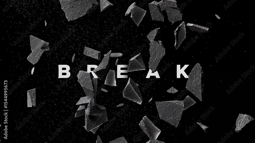 Poster dynamic shards of black material suspended in air create striking visual impact