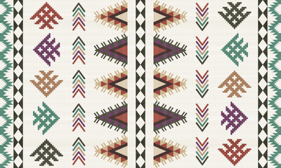 Navajo tribal vector seamless pattern. Native American ornament. Ethnic Southwestern decor style. Boho geometric ornament. Vector seamless pattern. Mexican blanket, rug. Woven carpet illustration