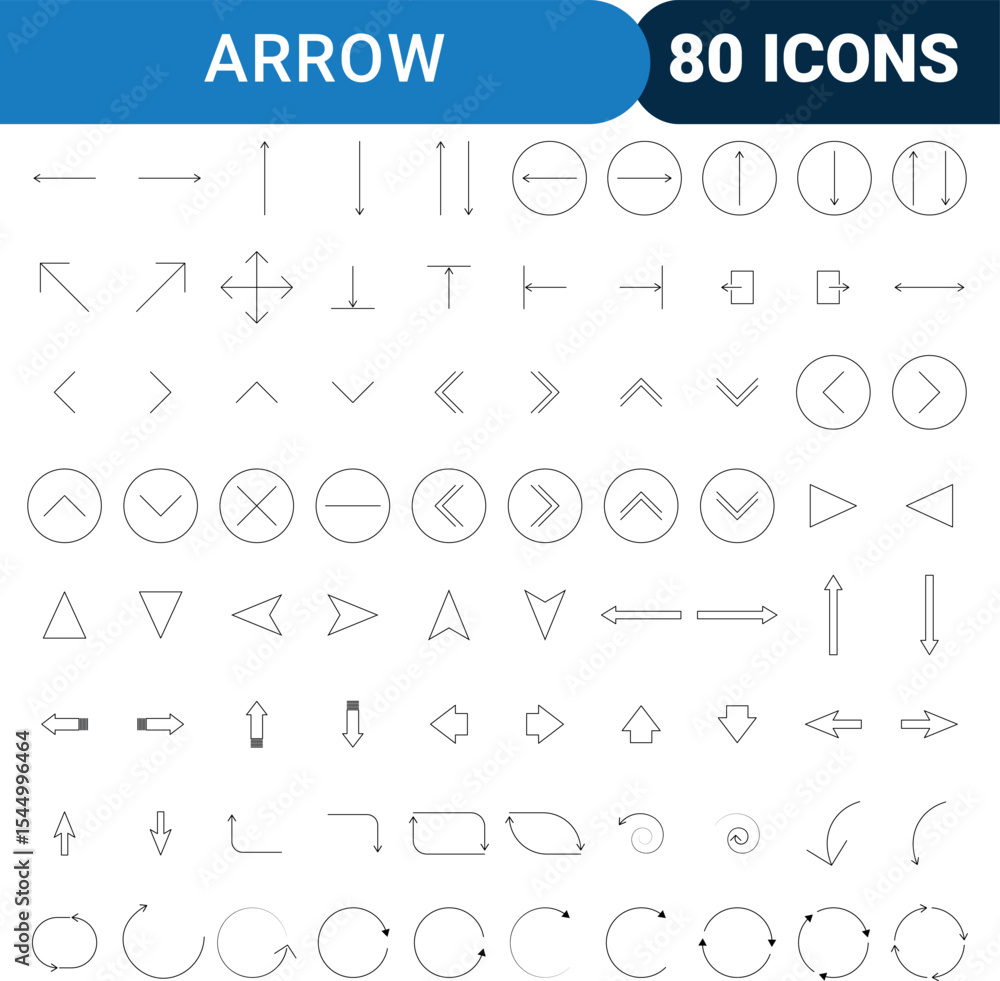 Poster collection of arrow icons directional navigation symbols
