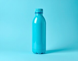 Naklejka premium Turquoise Water Bottle on Blue Background