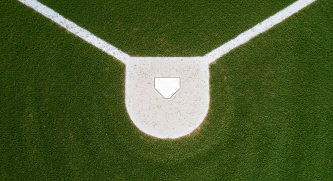 Overhead view of baseball field home plate, ideal for sports backgrounds - Powered by Adobe