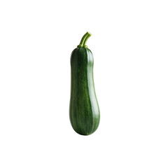 Single Green Zucchini on Transparent Background