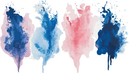 Abstract Watercolor Splashes in Blue and Pink Tones Isolated on White Ideal for Creative Backgrounds Textures and Artistic Design Elements Perfect for Digital and Print