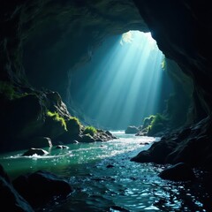 Dramatic Punkva Cave subterranean river, Macocha above, travel, macocha, adventure