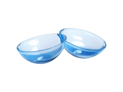 Pair of contact lenses isolated on transparent or white background, png