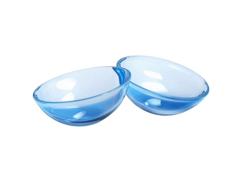 Pair of contact lenses isolated on transparent or white background, png