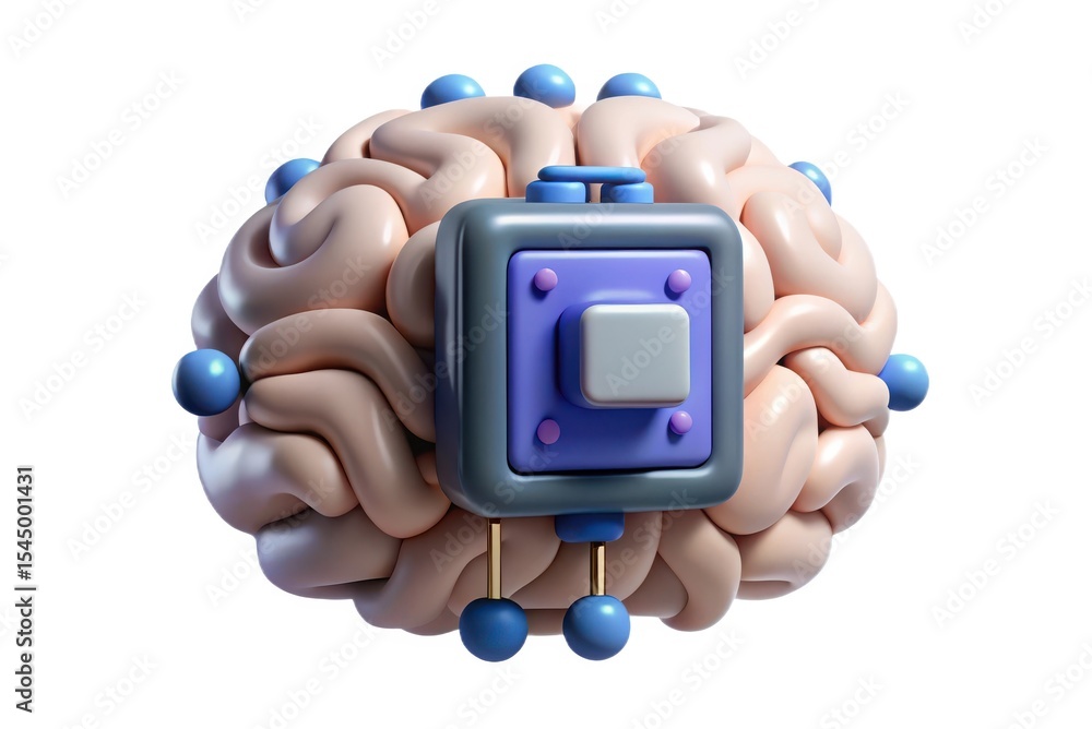 Aufkleber abstract 3d render of brain with interface