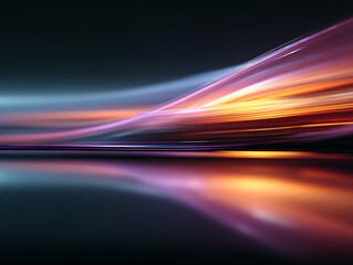 a vibrant, abstract scene with streaks of light in various colors, including blue, purple, orange, and red. The colors blend and streak across the image