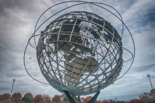 unisphere in queens new york on a cloudy autumn day