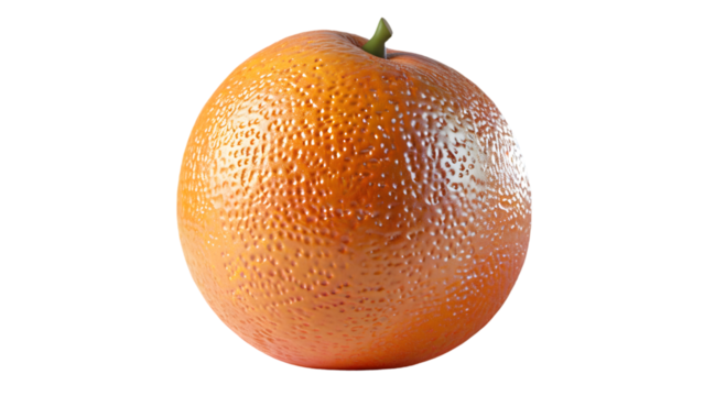 Whole orange fruit with green stem symbolizing vitality and optimism in human psychology on a transparent background