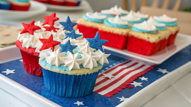 patriotic stars and stripes, Stars & Stripes Sweetness, Patriotic Swirl Cupcakes american flag background