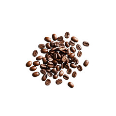 Obraz premium Roasted Coffee Beans Scattered on Transparent Background