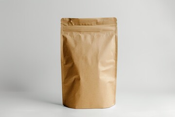 Premium Quality Visual of Blank Kraft Paper Coffee Bag Mockup on White Background