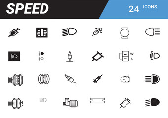 Speedometer Icon Set: A comprehensive collection of 24 meticulously crafted speedometer icons, perfect for automotive dashboards, speed indicator apps, and other vehicle-related designs.