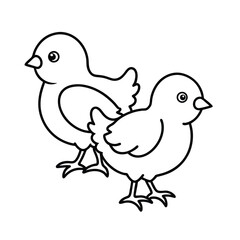 baby chicks outline line art vector illustration