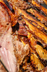 gourmet roasted beef close up perfect for carving