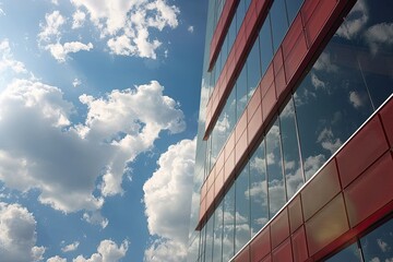 High Quality Image of Side View of Business Building with Cloudy Sky Background