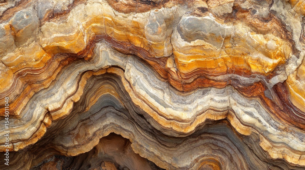 Poster shiny rock formation in a desert environment with unique patterns