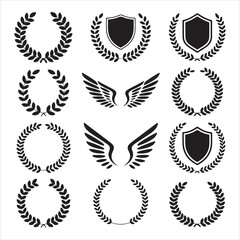 Laurel Wreath and Shield Badge Icon Pack for Awards
