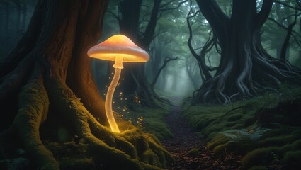 Glowing Mushroom Forest Path