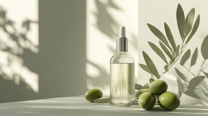 Olive Oil Squalane Dropper Bottle in Minimalist Setting