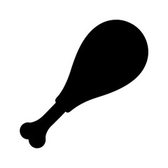 Simple black silhouette of a chicken drumstick on a white background