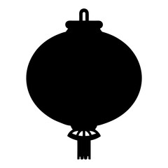 Fototapeta premium Black Silhouette of Chinese Paper Lantern with Traditional Design Elements