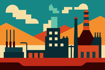 Obraz premium vector illustration of industrial factory