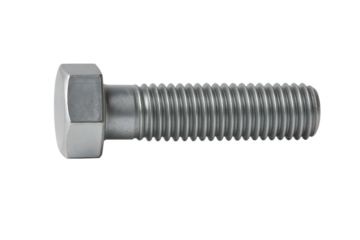 Close up of a Hex Head Bolt on Transparent Background