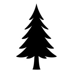 Simple black silhouette of a pine tree on a white background design