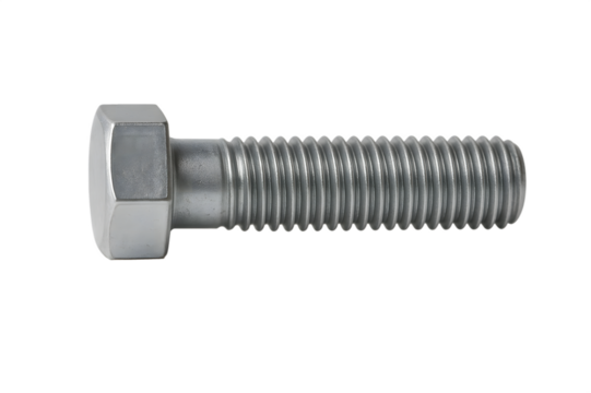 Close up of a Hex Head Bolt on Transparent Background