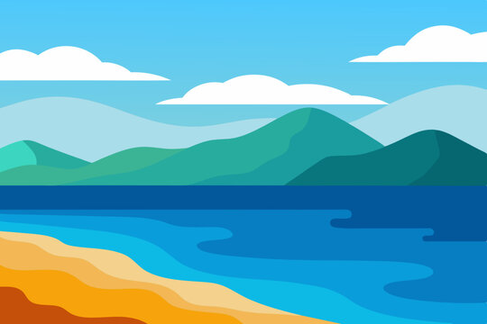 landscape with mountains and sea