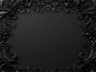 This image features a dark, matte background framed by elegant black flowers with gold accents and flowing golden lines, creating a luxurious and sophisticated border.