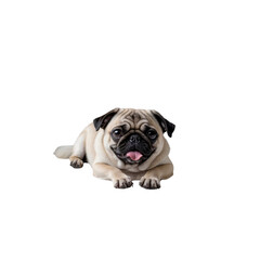 Obraz premium Adorable Pug Dog Lying Down, Happy and Playful Expression