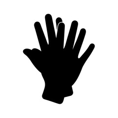 Obraz premium Black silhouette image of two hands interlaced, possibly washing or praying