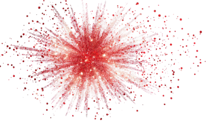 Red Glitter Burst with Sparkling Party Celebration on Transparent Background

