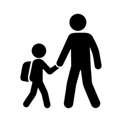 Child holding adult hand icon with transparent background symbolizing school zone safety and pedestrian crossing
