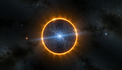Bright orange ring around a celestial galaxy nebula