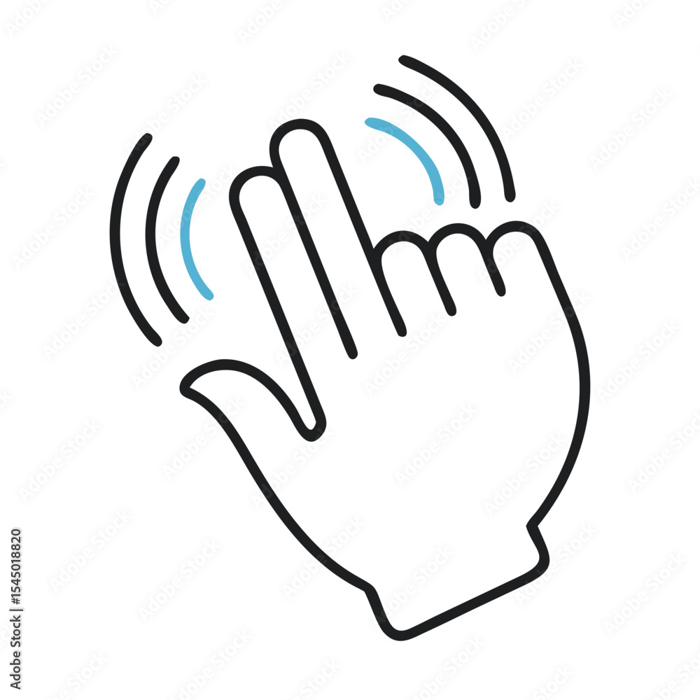 Poster a hand gesture with two fingers touching in a touch screen interaction