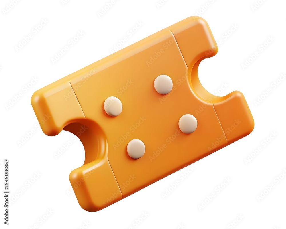 Poster orange 3d render ticket stub isolated on white background isolated on transparent background