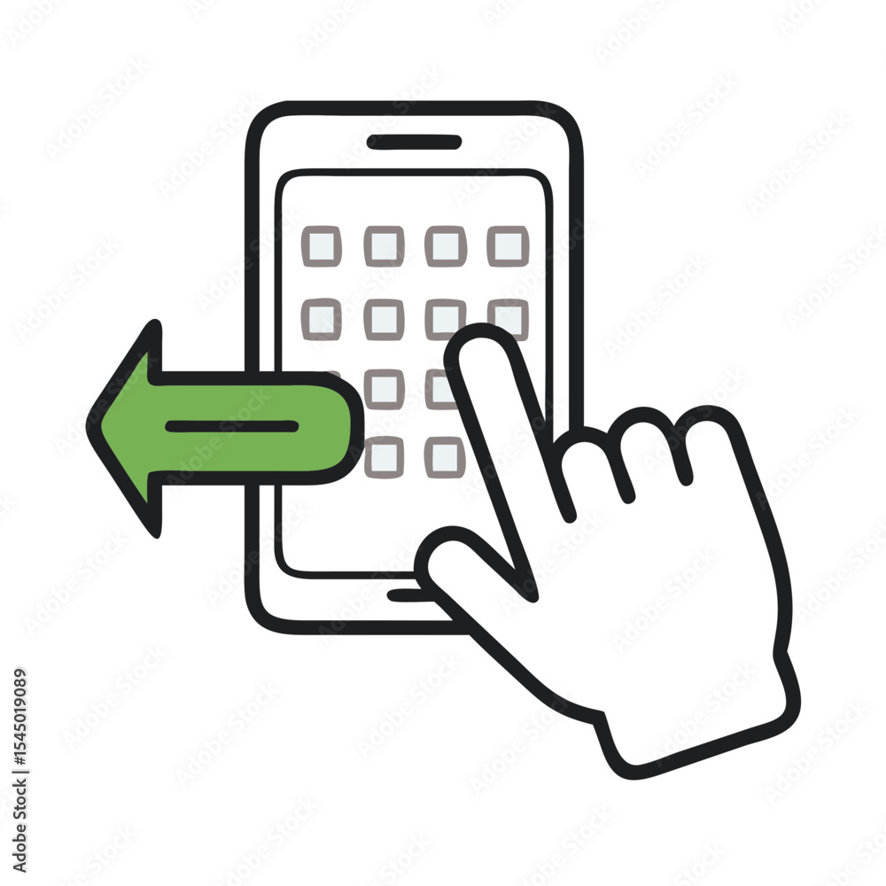 Poster unlock smartphone interaction: a hand gestures on a smartphone screen with a swipe, emphasizing user