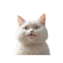 Playful White Cat with Tongue Out, Funny Pet Portrait