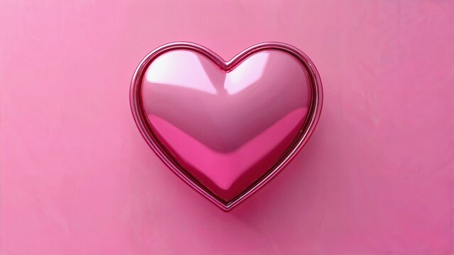 Artistic glossy pink heart symbolizing affection and love