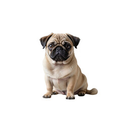 Obraz premium Adorable Pug Puppy Sitting Against Transparent Background