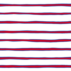 Red and blue seamless vector pattern. Hand drawn lines background