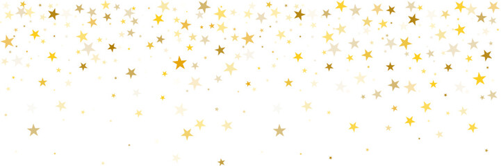 Gold stars vector background, sparkling Christmas confetti falling isolated on white. magic shining flying stars glitter backdrop, sparkle border