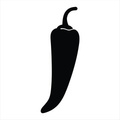 A minimalistic design featuring a black silhouette of a hot pepper against white