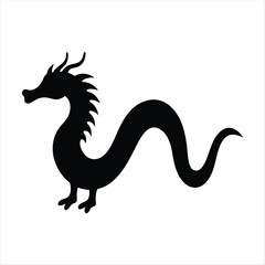 Silhouette of a Chinese Dragon with flowing body and ornate details