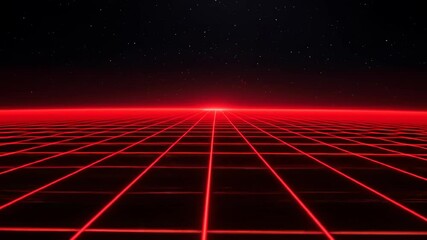 Vibrant red grid pattern digital futuristic landscape background - Powered by Adobe