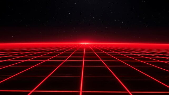 Vibrant red grid pattern digital futuristic landscape background